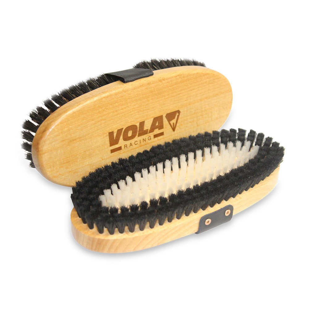 Brosse racing nylon et crin ovale noire pour l'entretien des skis