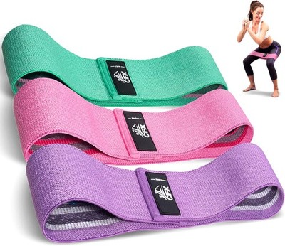 CFX Resistance Bands Set, Exercise with Non-Slip Green,Purple,Pink 