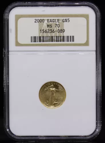 2000 $5 1/10oz Eagle Gold Coin NGC MS70