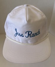 Jess Ranch NWOT VTG Strap Back Hat White Blue Braid Embroidered