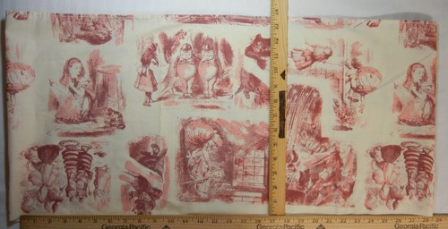 Vtg Pc Novelty Cotton Fabric 84" X 13.5"-Alice In Wonderland-See Seller Descrip. - Picture 6 of 20