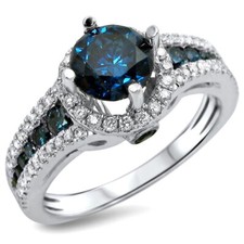 1.30Ct Aquamarine Round Cut CZ Women's Engagement Wedding Ring Solid 925 Silver