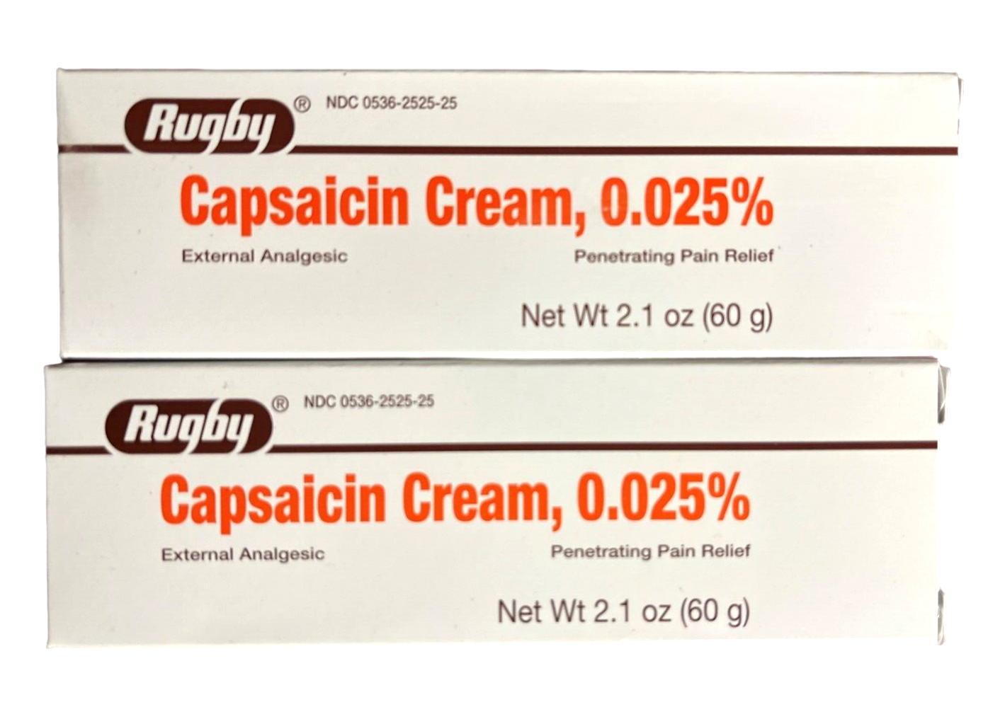 Rugby Capsaicin Cream 0.025 Regular Strength Pain 60gm ( 2 pack