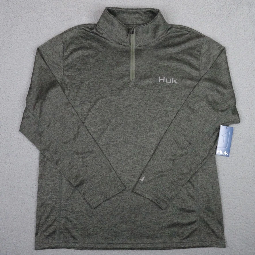 HUK Shirt Mens Large Green Coldfront 1/4 Zip Performance Fishing Pullover NWT