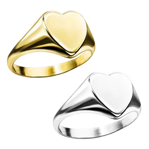 Damen Herz Ring Siegelring Edelstahl Fingerring modern zeitlos stylisch - Bild 1 von 3