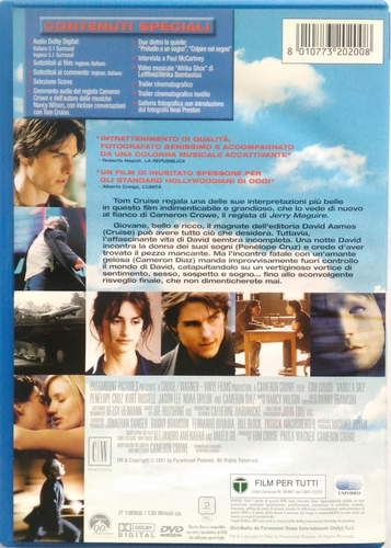 Dvd Vanilla sky con Tom Cruise 2001 Usato - Foto 2 di 2