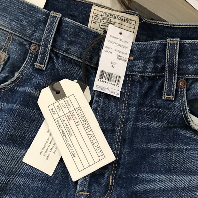Jean Femme Current/Elliott – Coupe Boyfriend Délavé – Taille 25 (équivalent 28M) – Ourlet Brut – Neuf Avec étiquettes