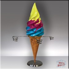 Softeis Dekofigur Eiswaffelhalter &ndash; Bunte Eist&uuml;te 44 cm als Thekenaufsteller