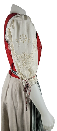 NOS - VTG Moser & Gottlicher German Oktoberfest Red Green Linen Apron Dress 12 - Picture 3 of 14