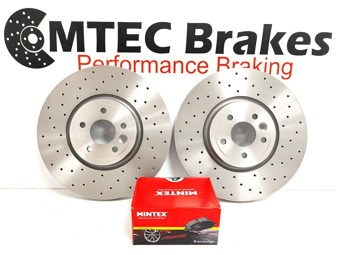 FRONT DRILLED BRAKE DISCS MINTEX PADS FOR JAGUAR XE X760 2.0 2.0 D