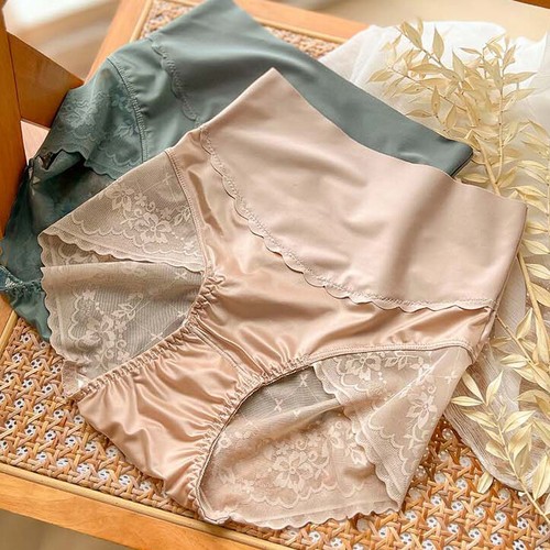 5pack Lot Sexy Women Satin Panties Underwear Lace High Waist Tummy Control Brief - Picture 8 of 24