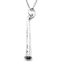 Sterling Silver 3D Clarinet Charm Necklace-#0350