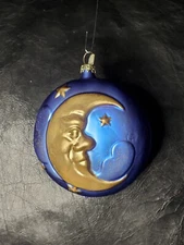 Vtg Lord&Taylor  German Glass Ornament Cresent Moon
