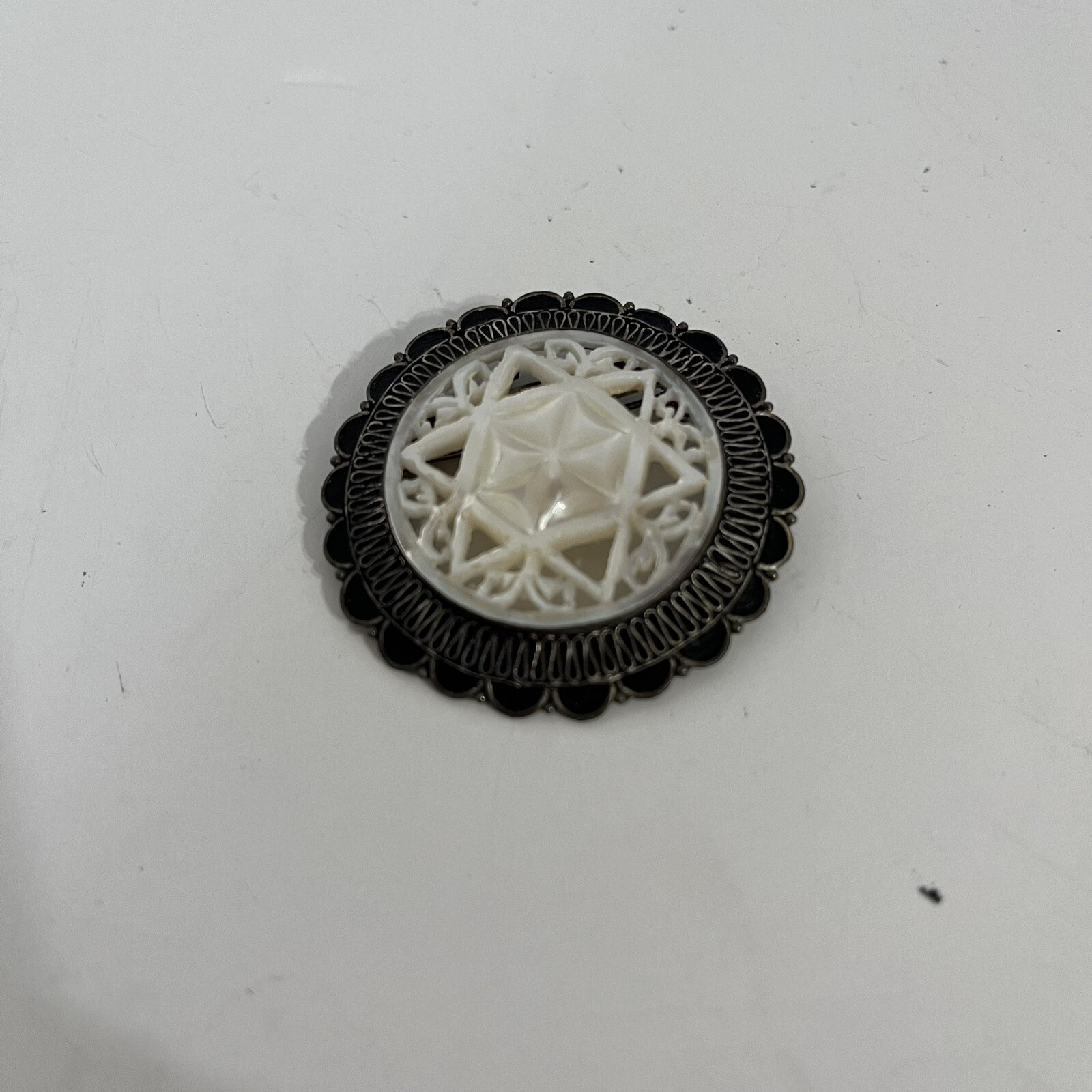 VINTAGE HAND MADE 990 SILVER STAR OF DAVID PENDANT/BROOCH - VERY NICE -