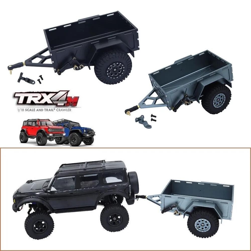 For 1/18 RC Crawler Car Traxxas TRX4M TRX4-M Metal Trailer with Tires Set  Upgrad