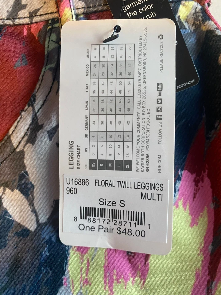 HUE NUEVO CON ETIQUETAS U16886 Multi Floral Dobladillo Dividido Sarga Imitación Bolsillo Leggings talla S Foto 4 de 4