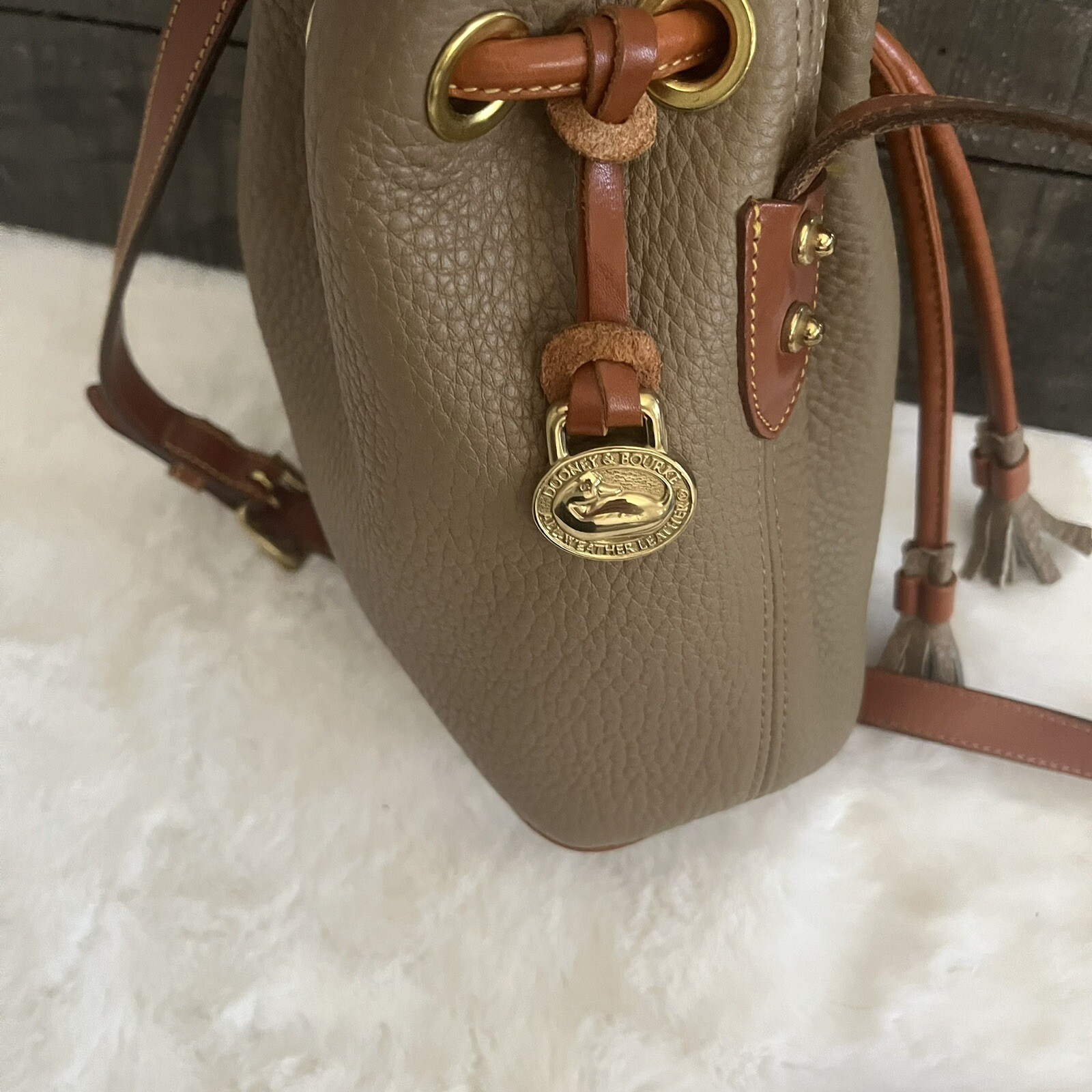 DOONEY & BOURKE Small Drawstring Crossbody Tan Br… - image 4