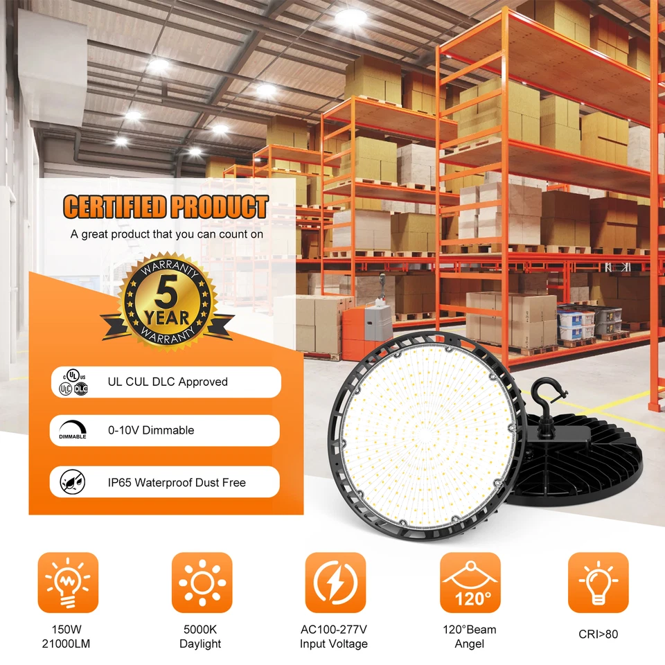 LED High Bay Light 240W 200W 150W Watt Warehouse GYM Shop Lighting Fixture UFO