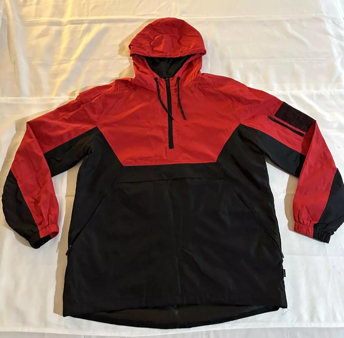 Black half cheap zip windbreaker