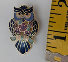 Cobalt Blue Enamel Cloisonne Owl Brooch pin by Fish Enterprises LTD — photo 4