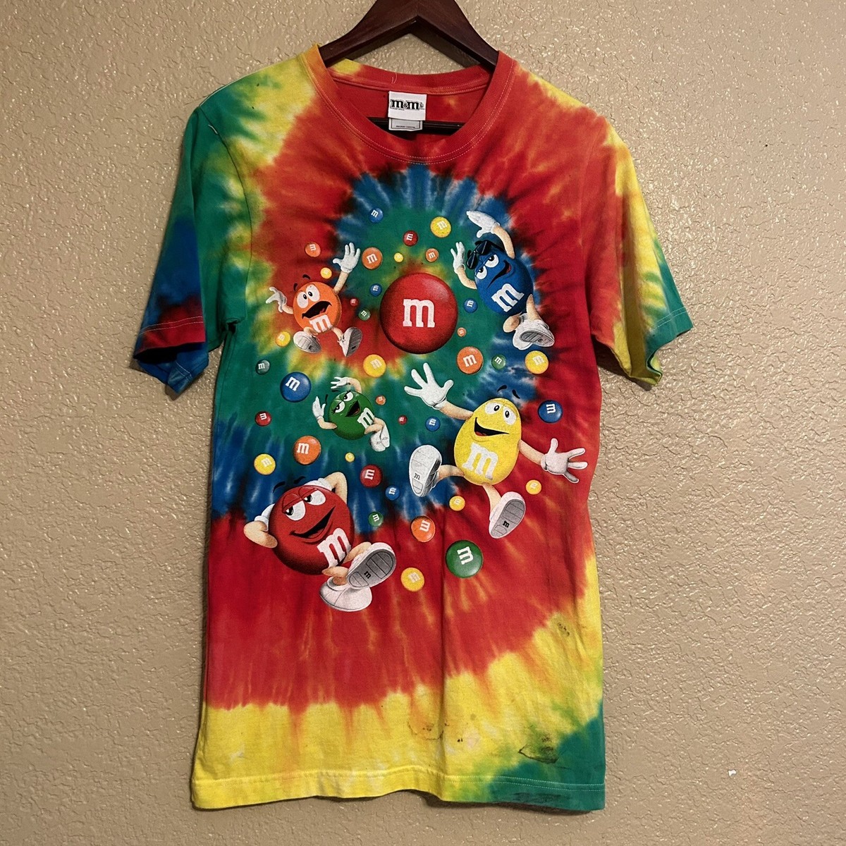 M&Ms World Candy Tie-Dye Swirl Colorful Graphic T-Shirt Size Small