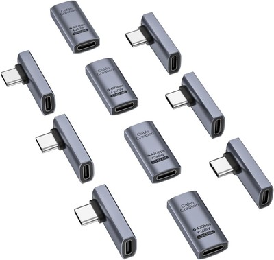 Universal 10 Pack USB C Right Angle Adapters - For Steam Deck, Switch & Phones