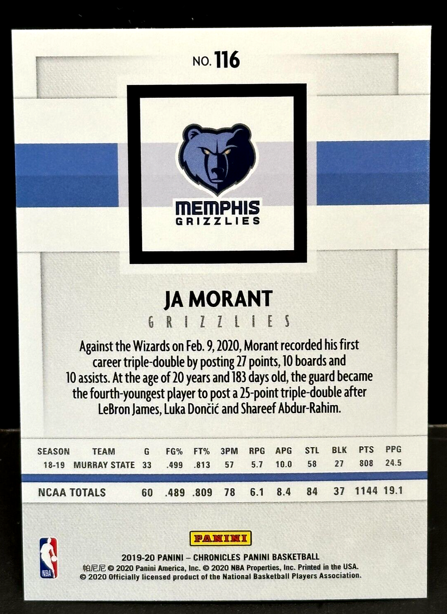 Ja Morant 2019-20 Panini Chronicles RC PINK SP #116 Young Dolph
