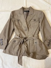 Nine West brown belted women's blazer with pockets fully lined size 2