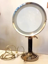 15" Pedestal Make Up Mirror Magnifying Ring Light Free Stand Chrome Base adjusts