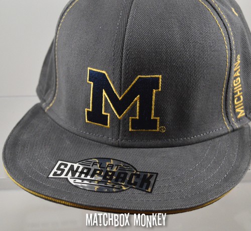 University of Michigan U M Wolverines Baseball Hat Ball Cap Snapback Flat Brim - Picture 8 of 8