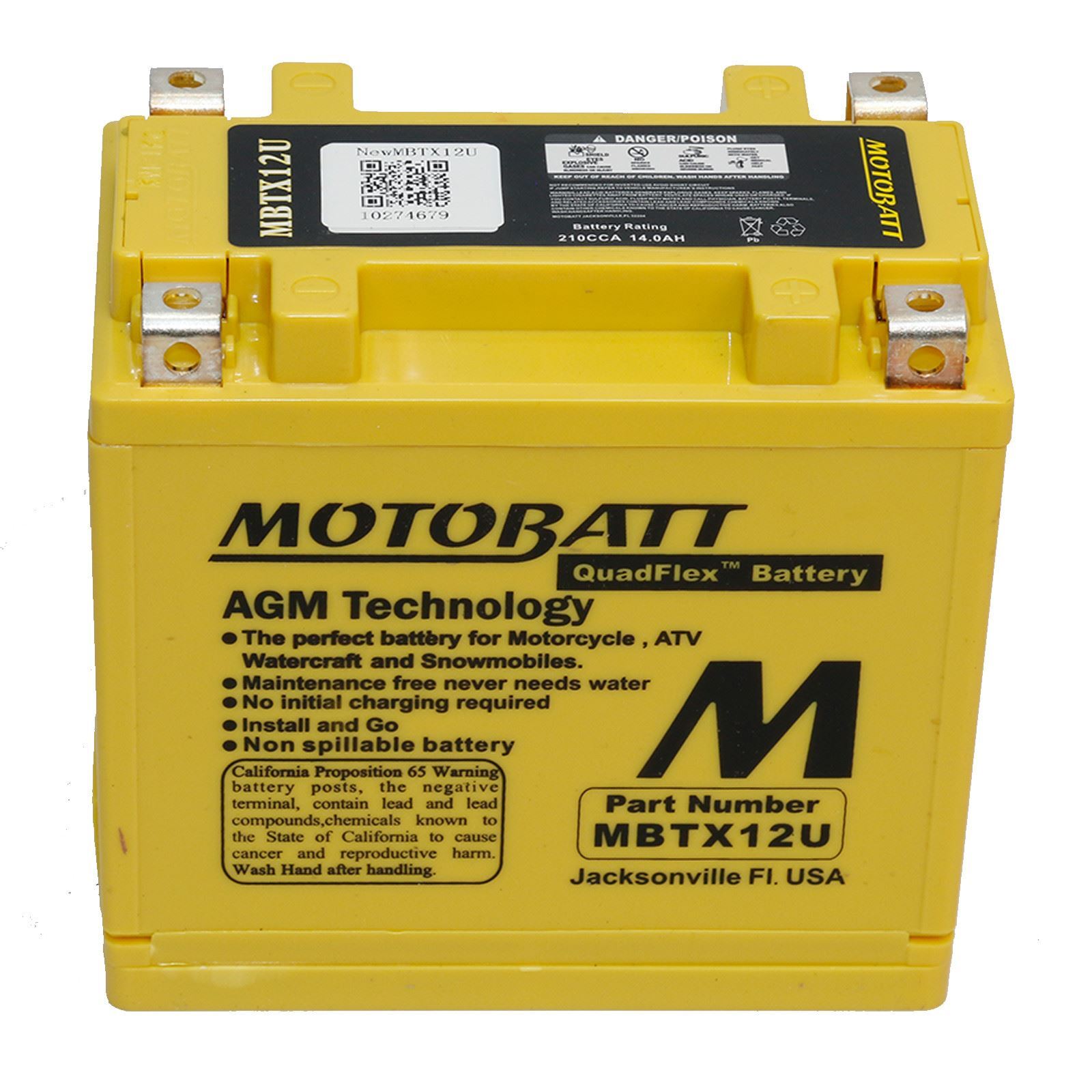 Motobatt MBTX12U AGM Motorcycle Battery for Buell XB12S Lightning 03-10