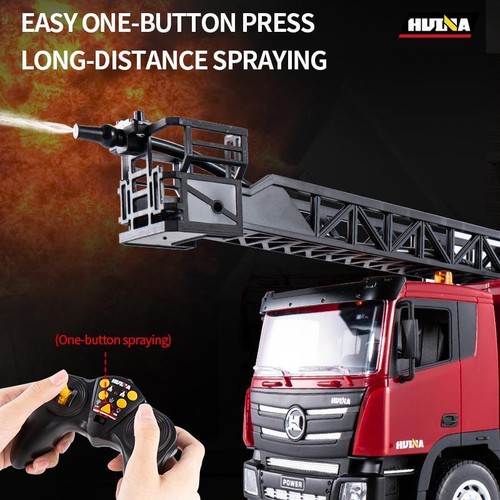 HUINA 1361 1/18 RC Aerial Ladder Fire Truck 9CH Remote Control Spray Car Model - Picture 6 of 15