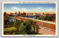 Linen Aerial View Third Avenue Bridge Milling District Minneapolis Minnesota P3A