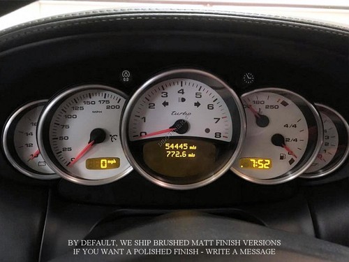 for PORSCHE 911 996 BRUSHED MATT ALUMINIUMDIAL GAUGE RINGS TRIM SURROUNDS x5 - Picture 10 of 20