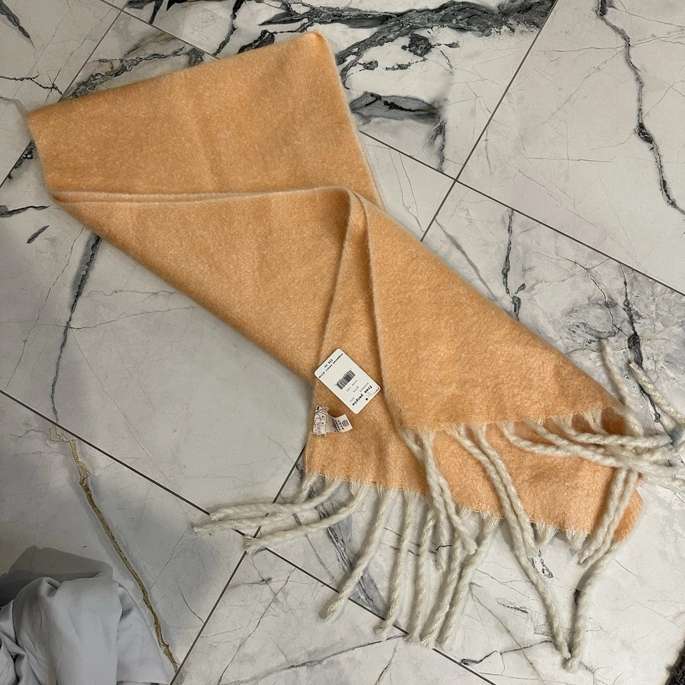 NEW Free People Kensington Herringbone Sherbet 🍊 Brushed Fringed Scarf Z400-3 - Image 3 of 4