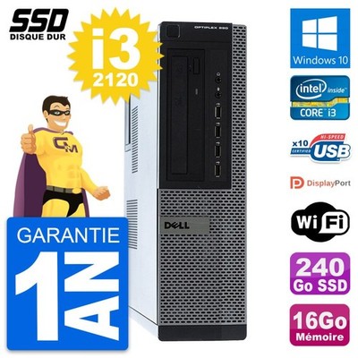 PC Dell OptiPlex 990 DT Intel Core I3-2120 RAM 16GB SSD 240GB Windows 10 Wifi
