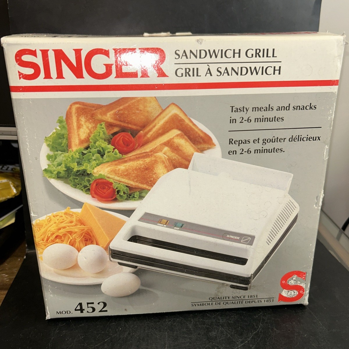 Vintage Singer Electric Sandwich Grill Maker Model 452 Retro NEW