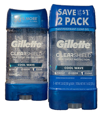 Gillette CLEARSHIELD 72 HR Antiperspirant Scent COOL WAVE 3 PK x 3.8oz (06/2027)