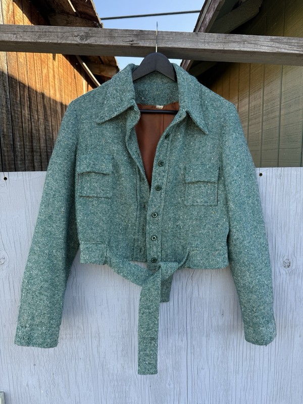 1950s-1960s Vintage Tweed Cropped Jacket Wool and Silk Lining Size A/small/xs