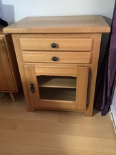 Cabinet in Solid Oak with deep drawer  and lockable glazed door