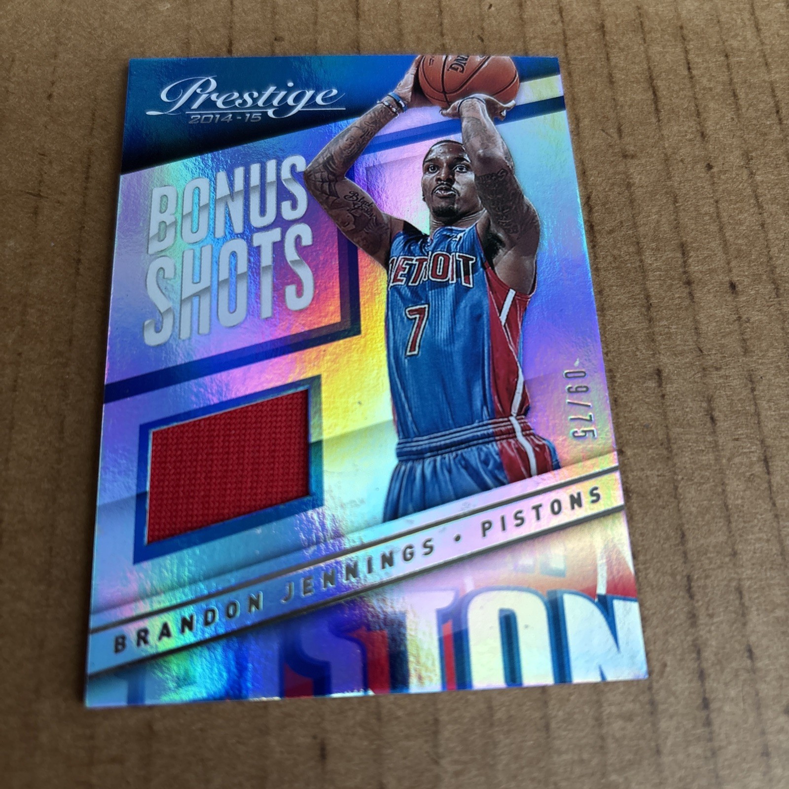 2014 Prestige Bonus Shots JSY RELIC SP /75 Brandon Jennings RC #86 Pistons (f3)