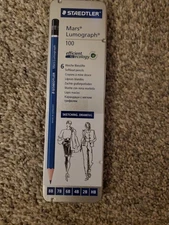 NEW Staedtler Mars Lumograph Premium Sketching & Drawing Pencils 6 Pieces 100 G6