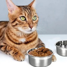 NEW Pet Stainless Steel Coop Cup Food Water Bowl for Dog / Bird Cage Crate