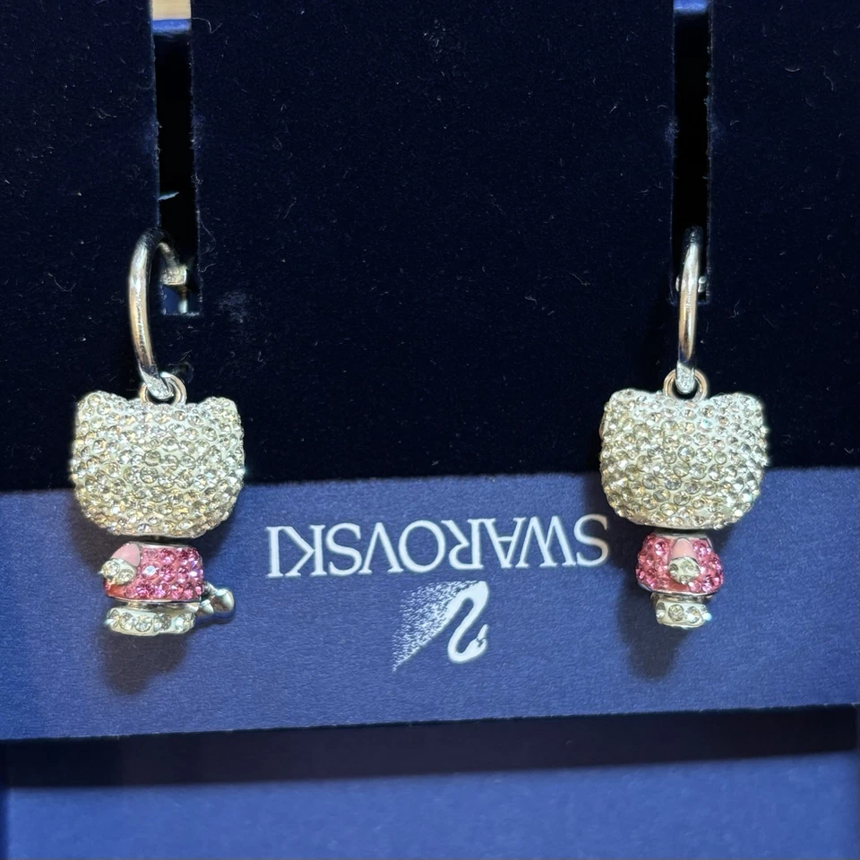 Swarovski Hello Kitty пирсинг розовый бант серьги новый - Изображение 3 из 4