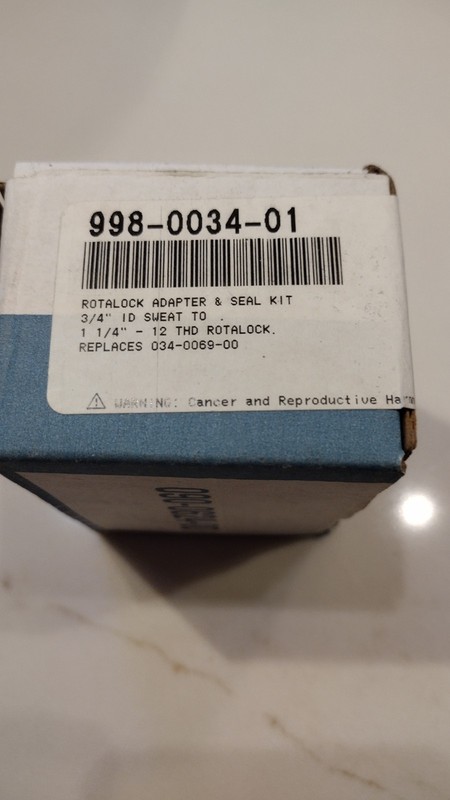 Copeland/Emerson Rotalock adaptor-3/4" ID sweat to 1 1/4"-12 thread