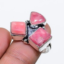 Rhodochrosite Gemstone Handmade 925 Sterling Silver Jewelry Ring 7 V908