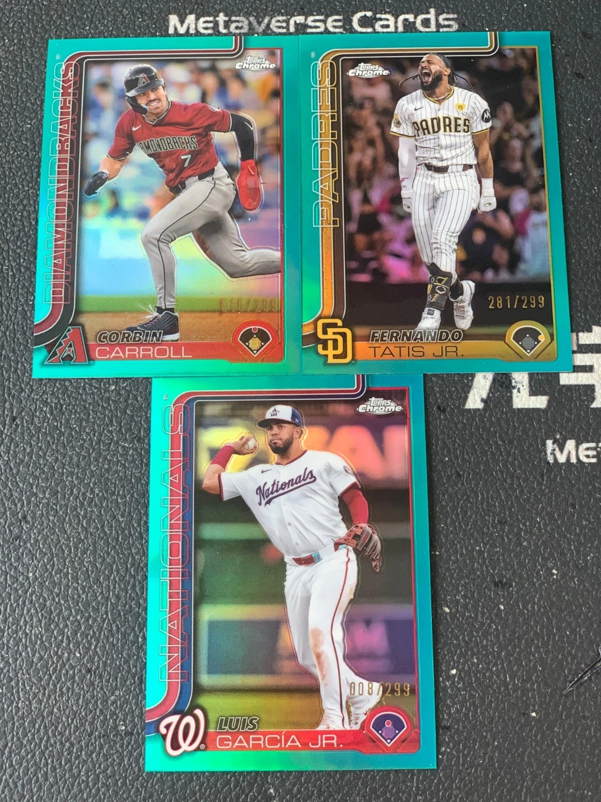 Lot 3 2025 Topps Chrome Teal Refractor /299 Fernando Tatis Jr Corbin Carroll