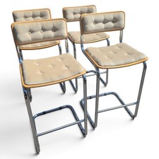 Four Marcel Breuer Style Vintage Mid Century Cesca Counter Chairs Bar Stools