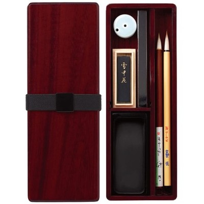 Akashiya Adult Calligraphy Set Echizen Lacquer Box Rose Design Small AR-10SR