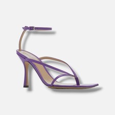 Bottega Veneta Women's Purple Square-Toe High-Heel Sandal Shoes Size 37.5
